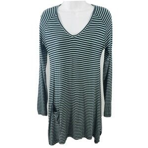 Soft Surroundings Shark Bite Hem Striped Tunic Sz XS Viscose Spandex Stretch EUC